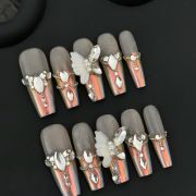 Wujasmine Press on nails fake nails-French Magic Butterfly