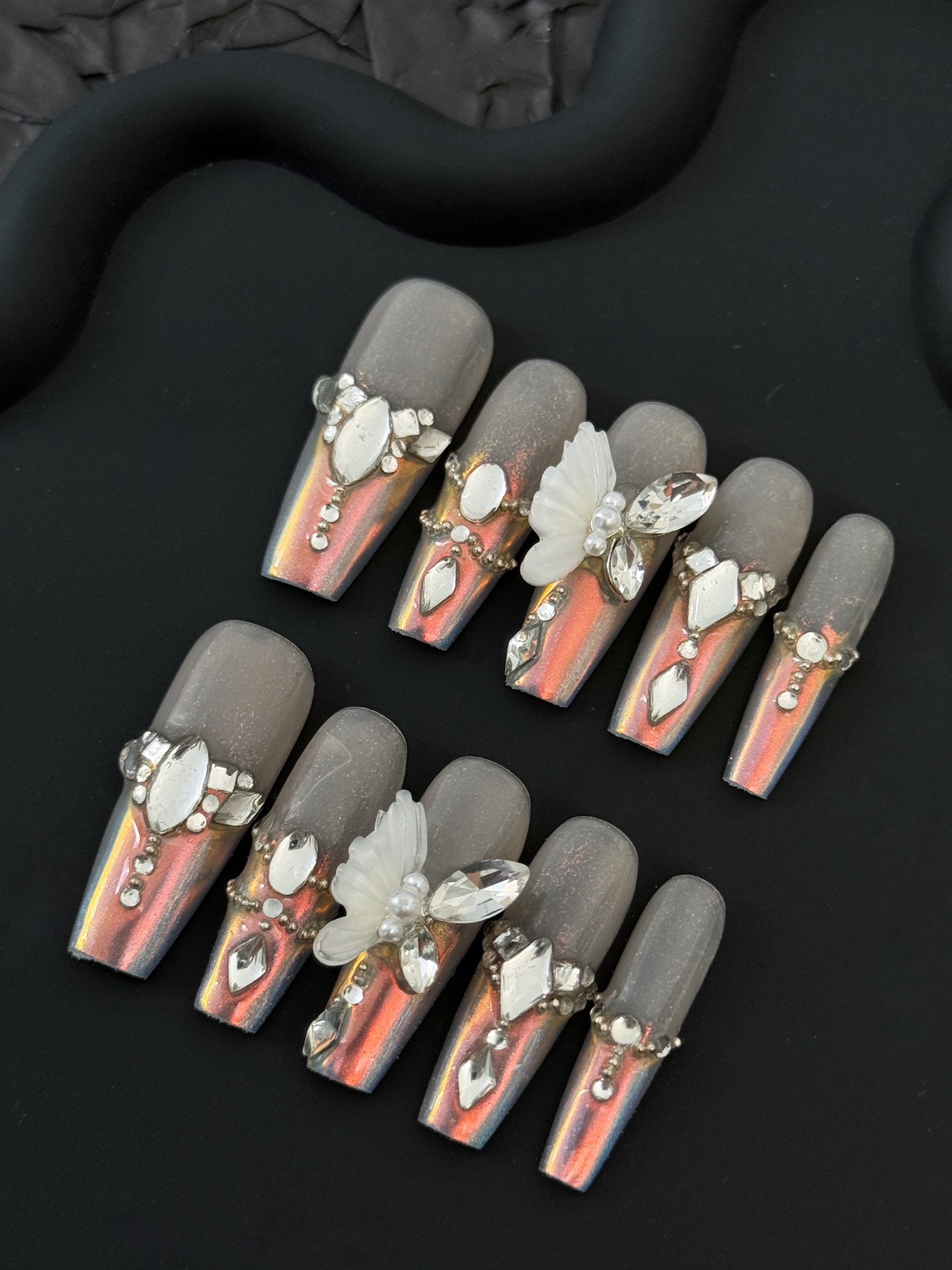 Wujasmine Press on nails fake nails-French Magic Butterfly