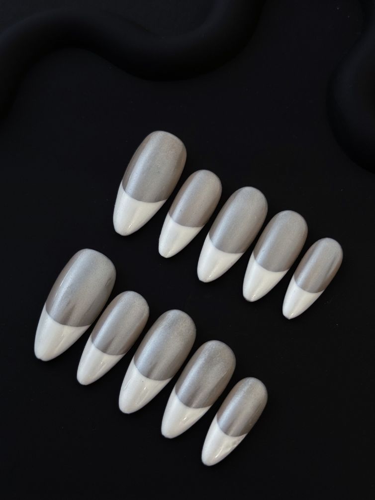 Wujasmine Press on nails fake nails-French Simple White  🤍