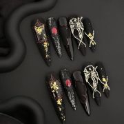 Wujasmine Press on nails Halloween cat’s eye rubbing