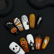 Wujasmine Press on nails Halloween pumpkin and little ghost