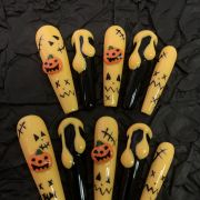 Wujasmine Press on nails Halloween Pumpkin Party