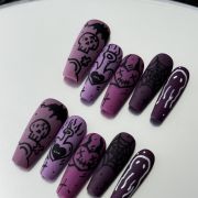 Wujasmine Press on nails Purple Halloween