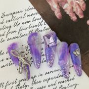 Wujasmine Press on nails Purple butterflies on dusk mountains