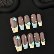 Wujasmine Press on nails fake nails short press on nails-Sweetheart Milk Foam