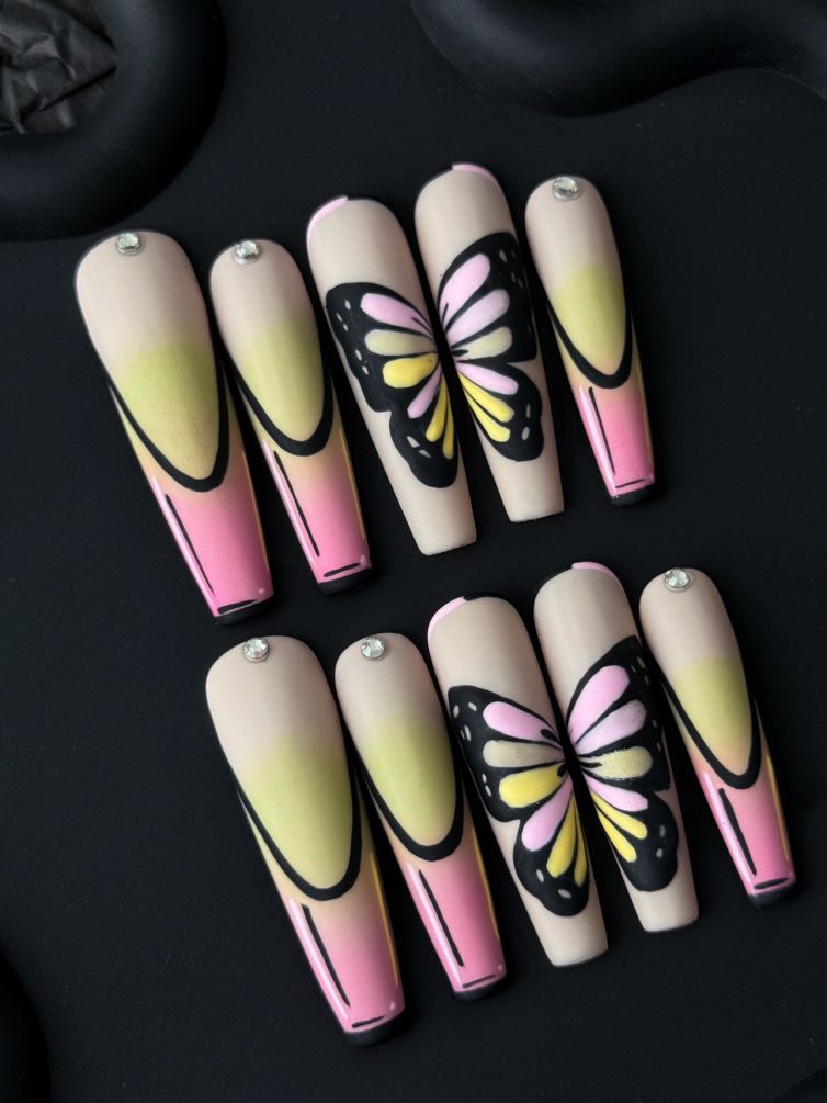 Wujasmine Press on nails Iridescent Butterfly