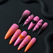 Wujasmine Press on nails Pink Butterfly