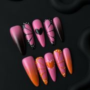 Wujasmine Press on nails Pink Butterfly